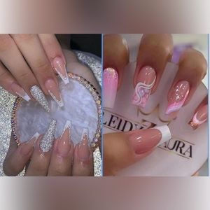 🌹A FREE🌹. Nails 24 Piece Set SILVER or PINK . Press on or Glue them on.